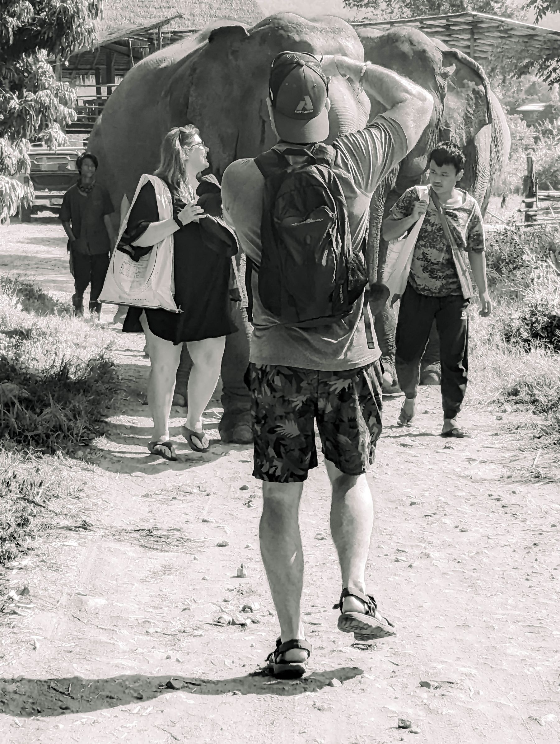 Me In My Bathing Suit and Mandals, Photographing An Elephant